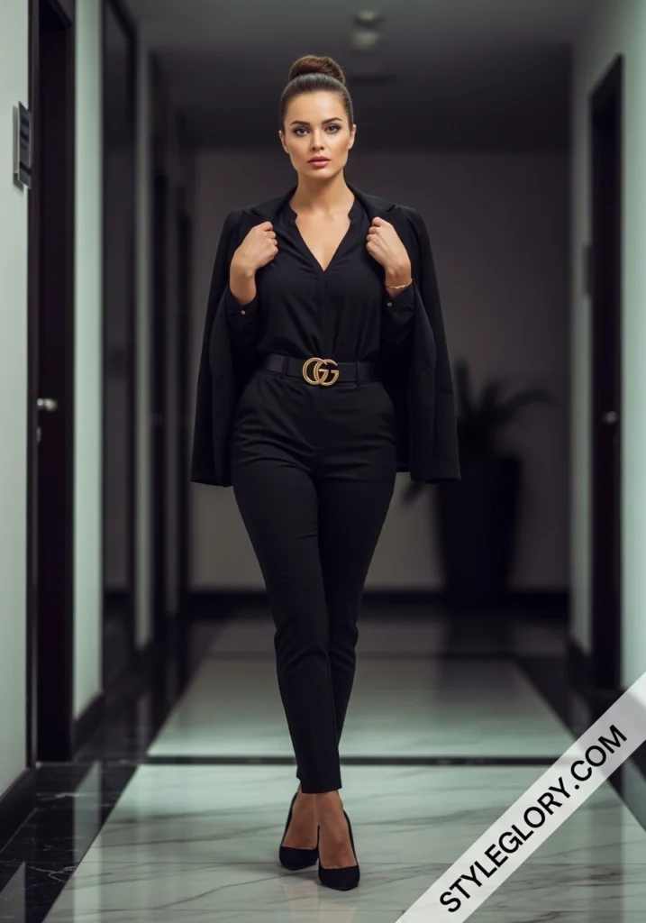 All-Black Ensemble with Statement Belt