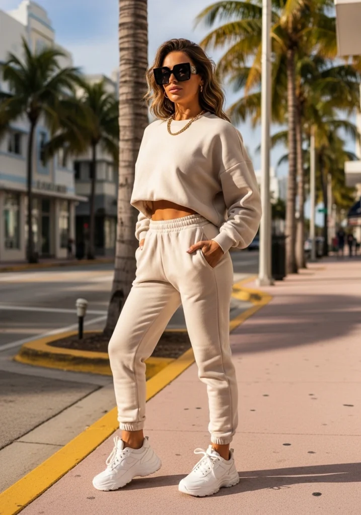 Monochrome Athleisure With Luxe Accessories in miami insta Women