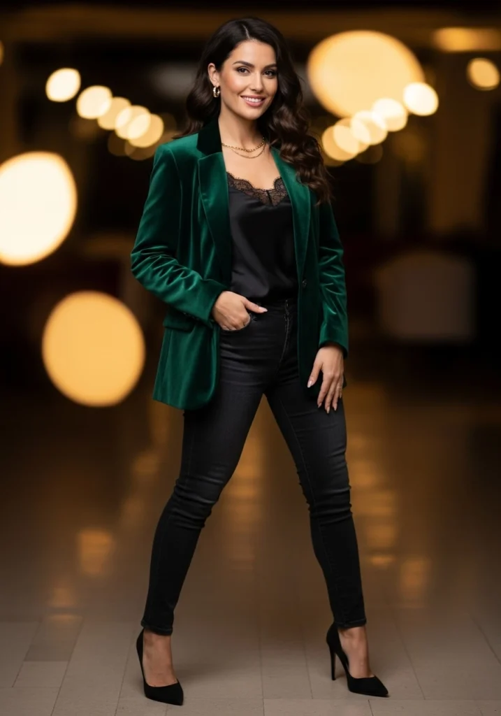Satin or Velvet Blazer Wear With Jeans for Women StyleGlory.com