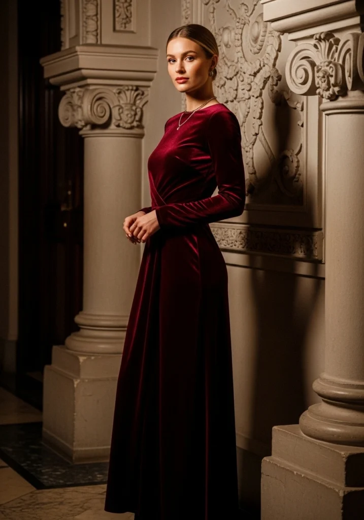 Thrifted Velvet Evening Dress For Women Style
