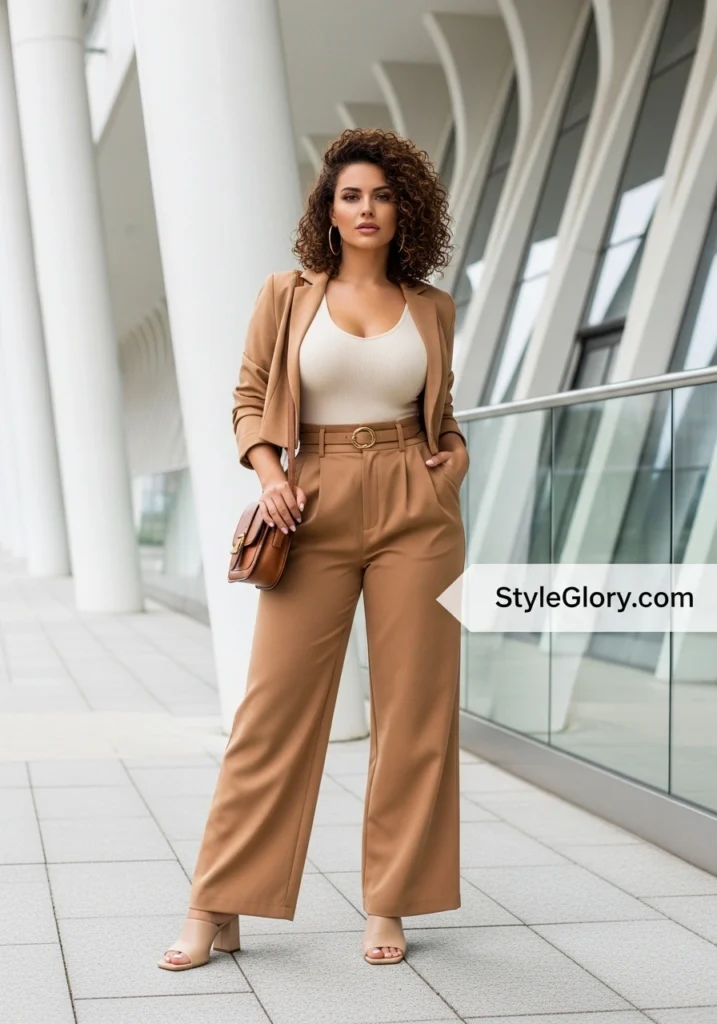 Wide-Leg Trousers and Cropped Blazer Set
