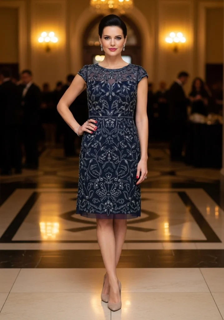 Cap Sleeve Dress with Embellishments for women