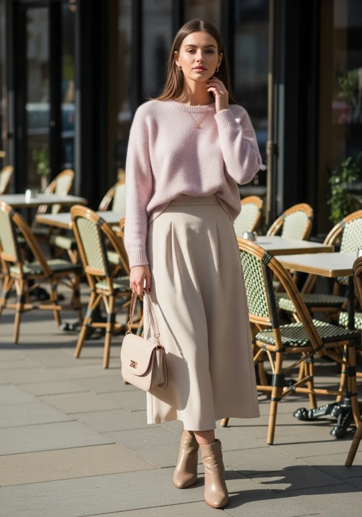 Cashmere Sweater & Midi Skirt Combo Old Money Outfit Old Money Style