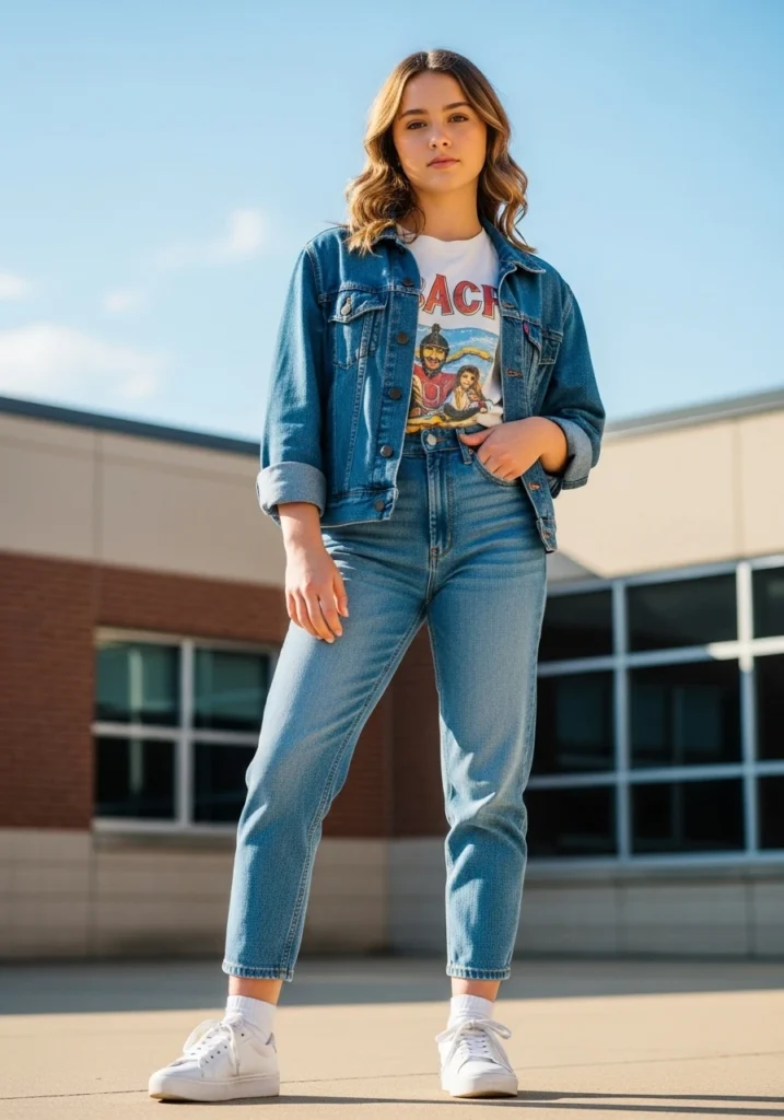 Casual Denim Love Back to school outfit
