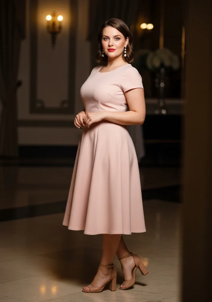 Classic A-Line Midi Cotillion guest Dress