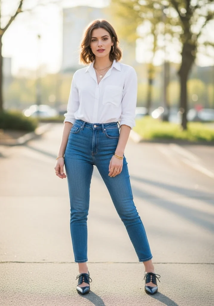Classic White Button-Down Shirt Top