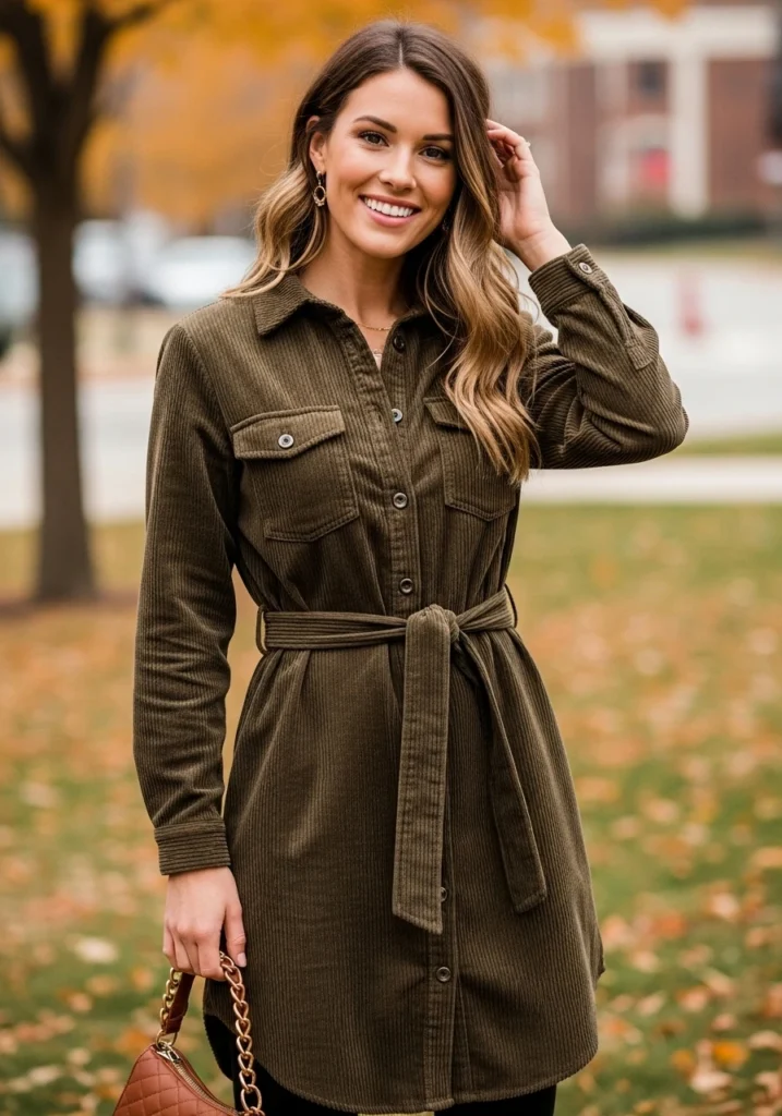 Corduroy Shirt Dress for Wedding Guest