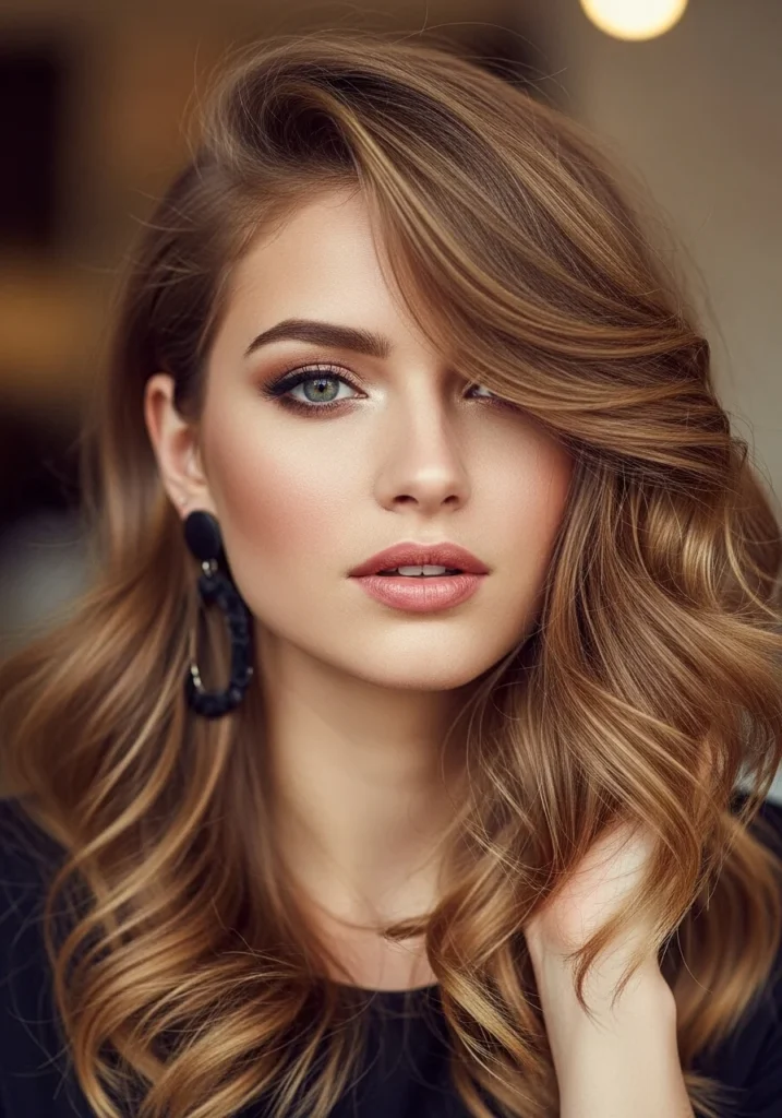 Deep Side Part with Volume Round face Hairstyle