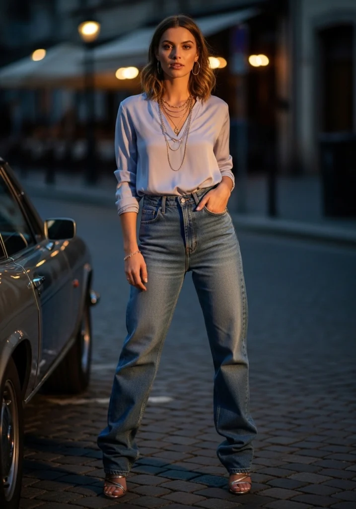 Effortless Date Night High Waist Baggy Jeans for Women