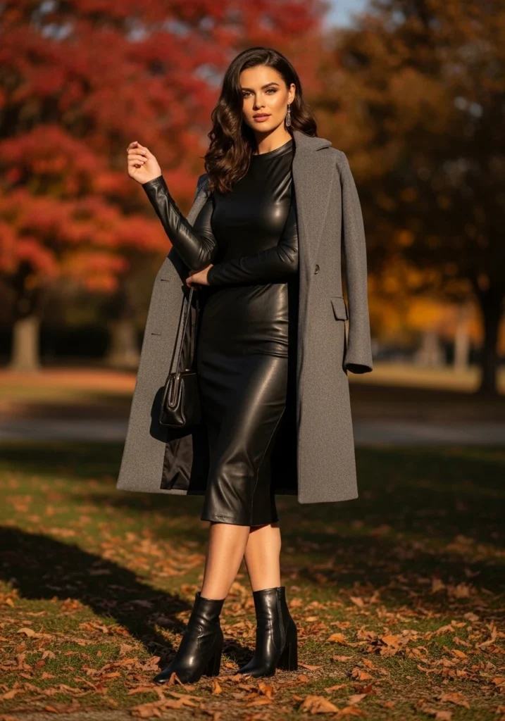 Faux Leather Outfit for Wedding Guest