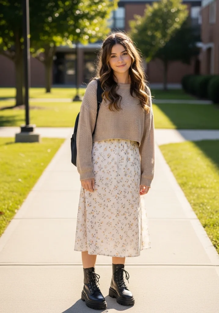 Feminine Floral with Flow US Back to school outfit