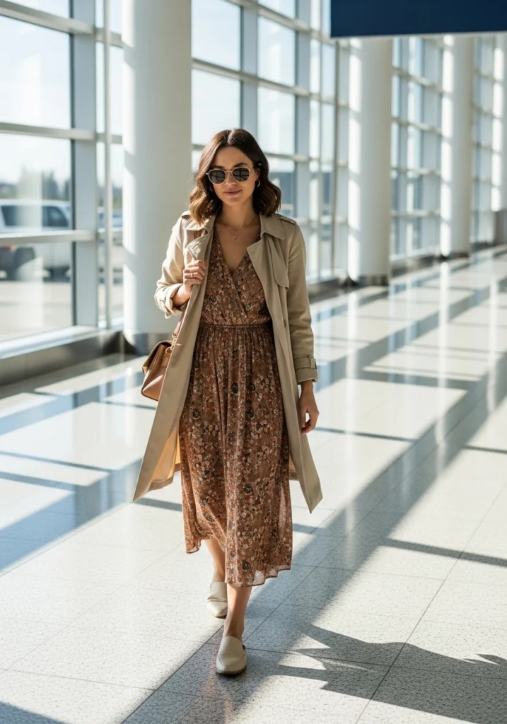 Flowing Midi Dress Airport outfit For women