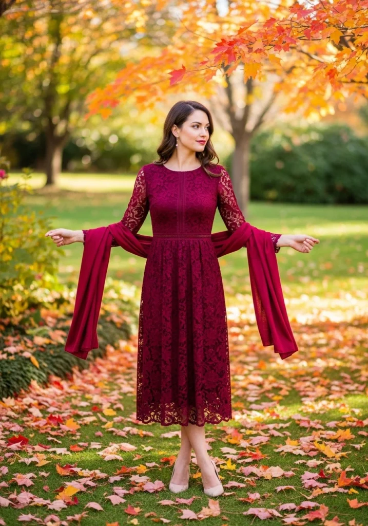 Lace Midi Dress for fall wedding guest dresses US women