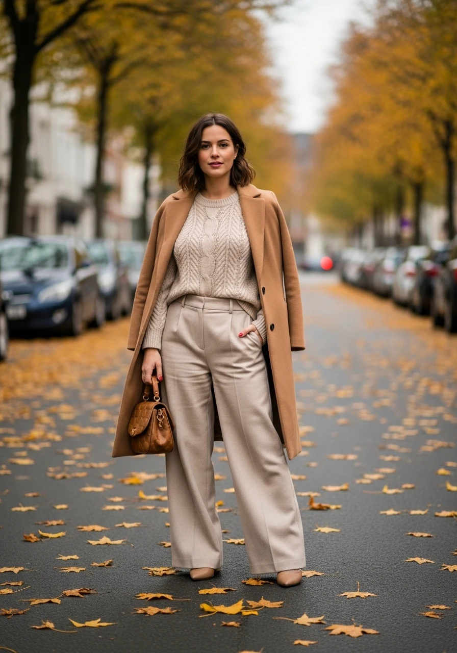 Monochrome Magic with Beige Knit Set Cozy & Chic Fall Outfits to impress this Autumn