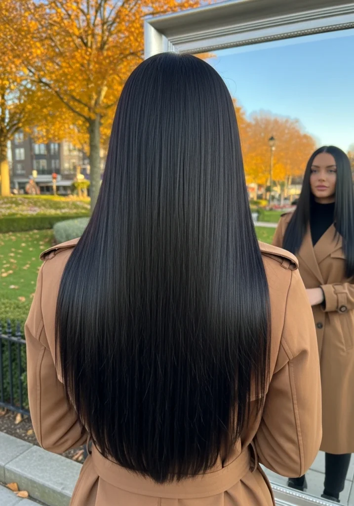 Natural Straight Long Brunette fall haircuts for women 2025