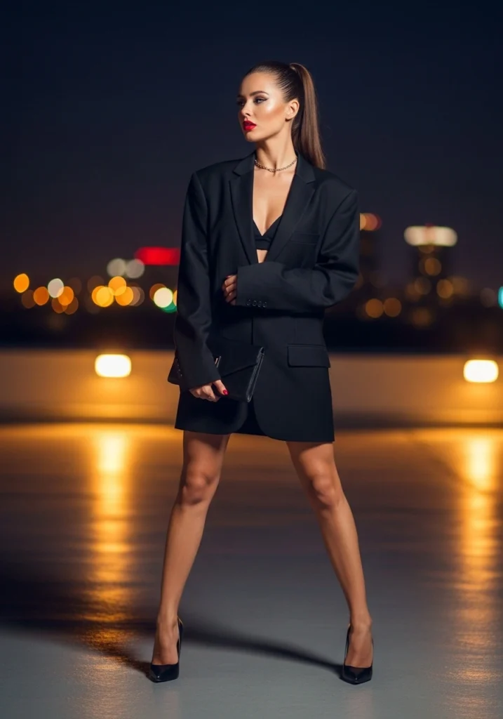Oversized Blazer & Bralette No Shirt & Heels Bold Late-Summer Outfits