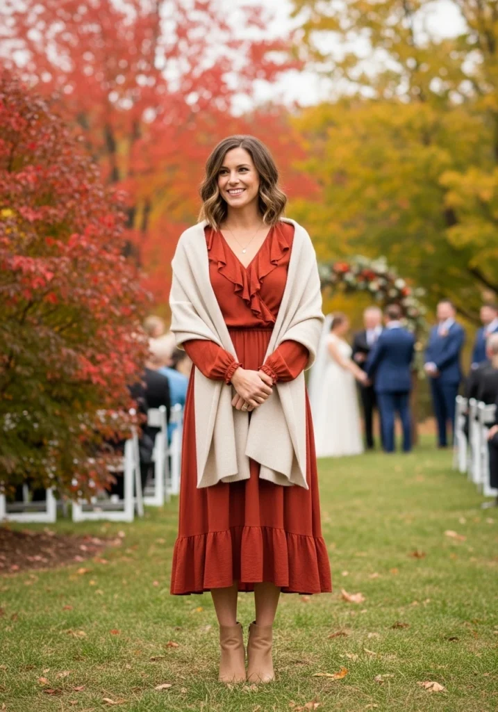 Ruffle Detail Dress for Fall Wedding Guest