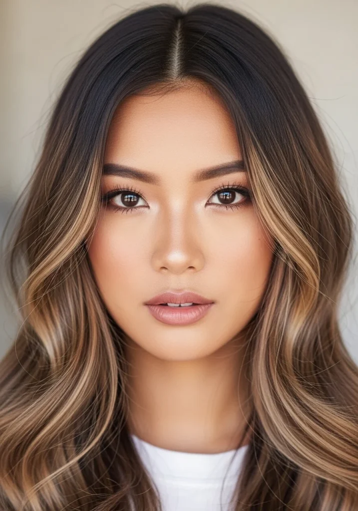 Soft Waves with Middle Part Round face Hairstyle