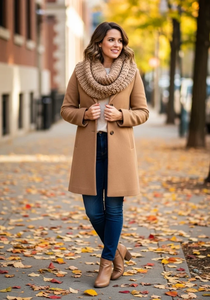 Soft Wool Coat Jeans Ankle Boots Fall Outfit