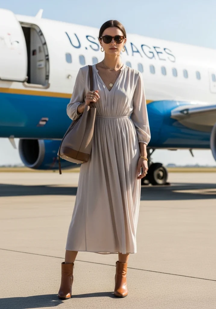 Timeless Midi Dress & Leather Accents