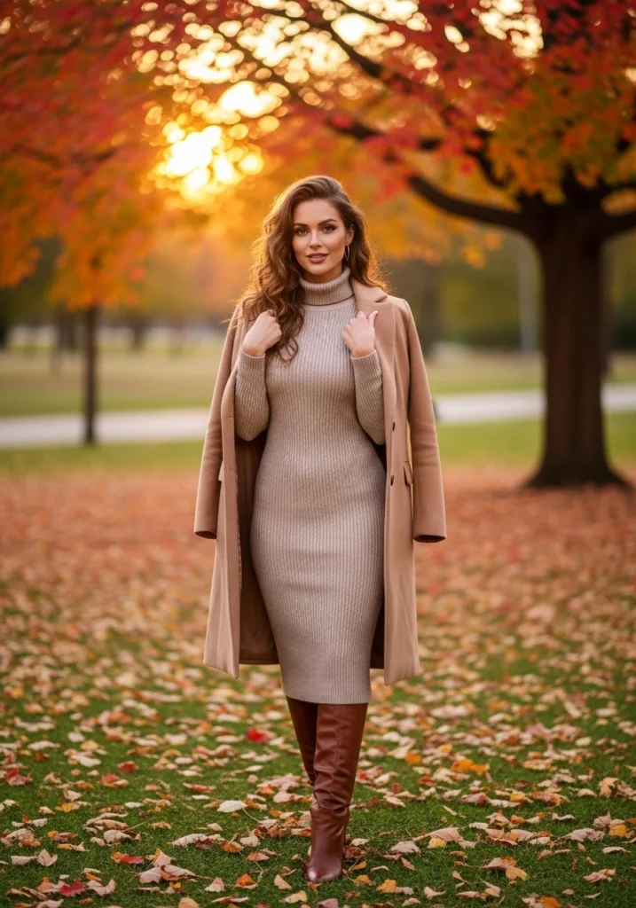 Turtleneck Sweater Dress for fall Wedding Guest