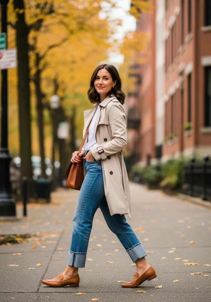 Classic Tan Loafers with Straight-Leg Jeans