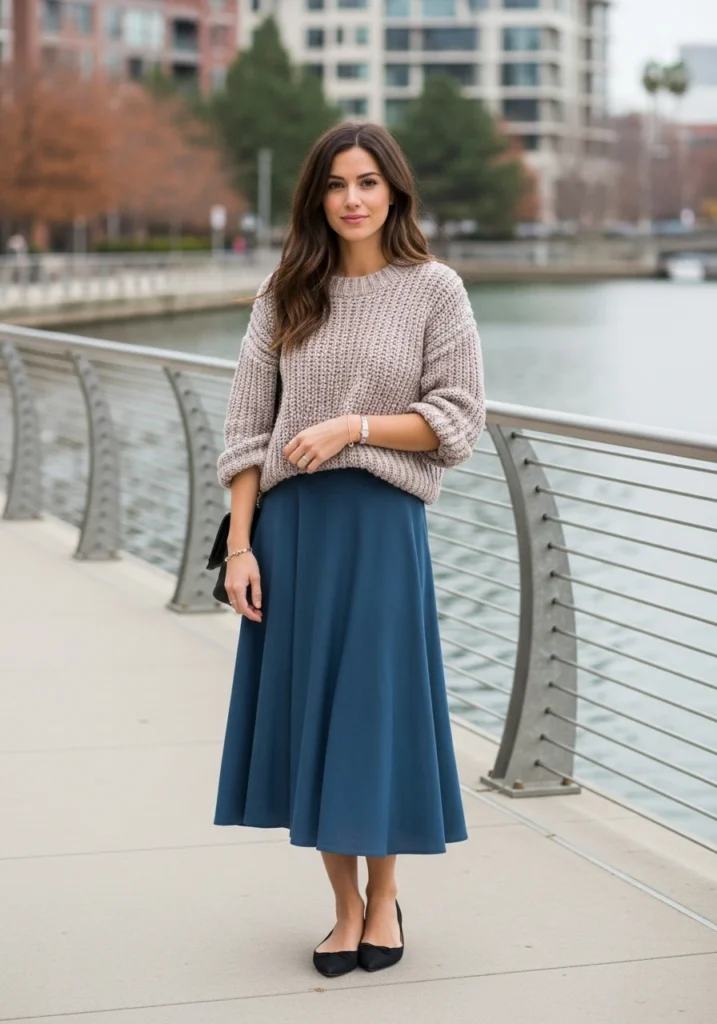 Cozy Knit & Midi Skirt Combo Speed Dating Outfit