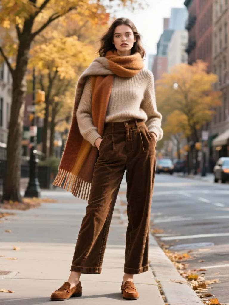 Loafers with Layered Textures & Scarves