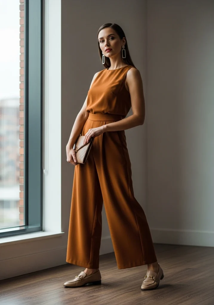 Loafers with Wide-Leg Jumpsuit