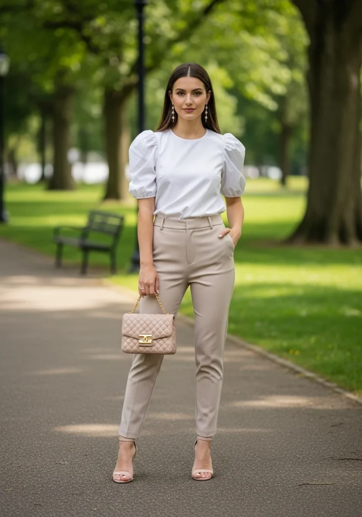 Romantic Blouse & Fitted Trousers
